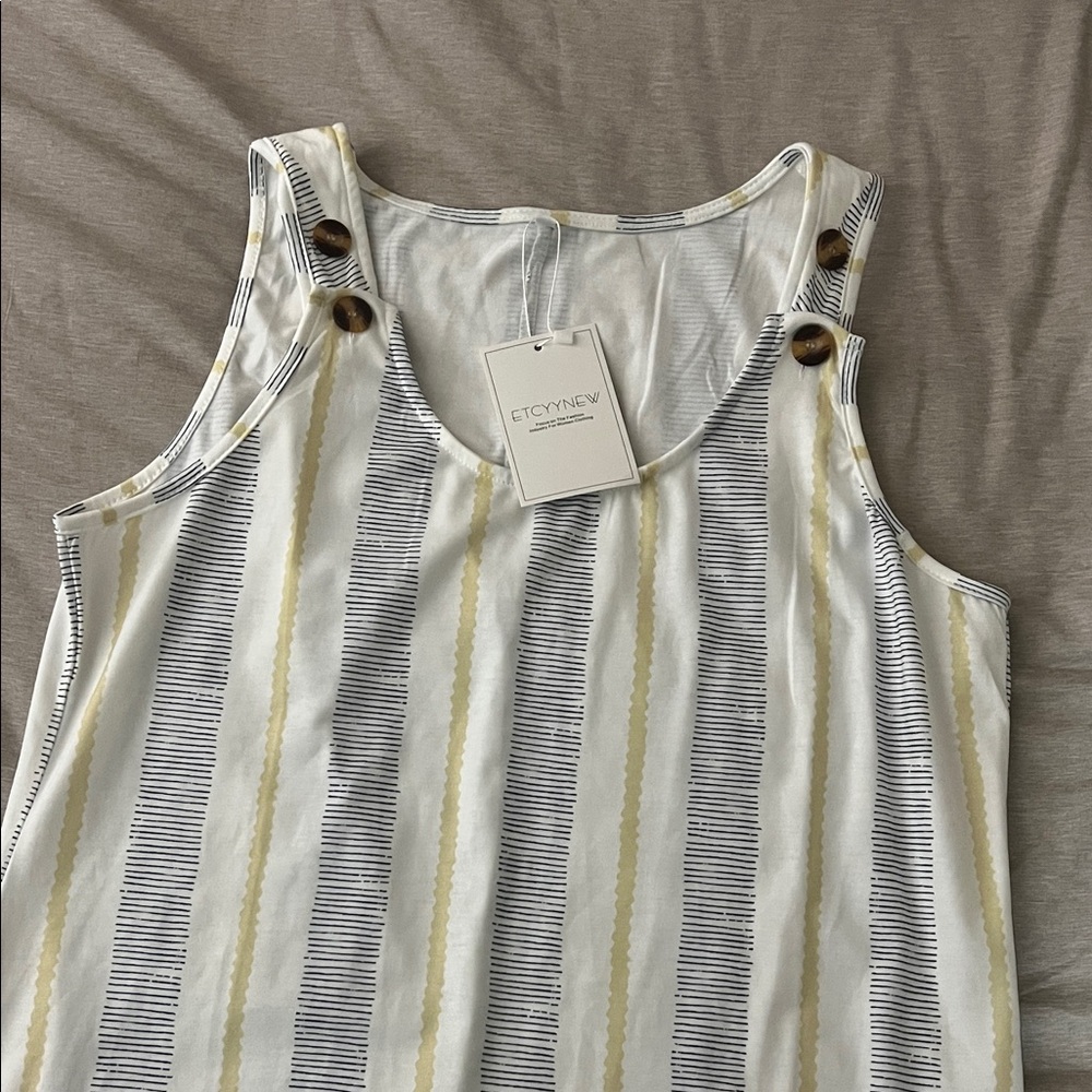 Women's Striped Sleeveless Top - White and Yellow